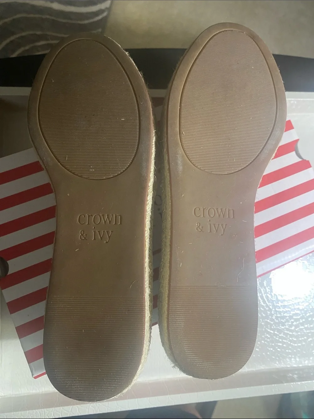 Metallic Silver Scalloped Espadrille Flats